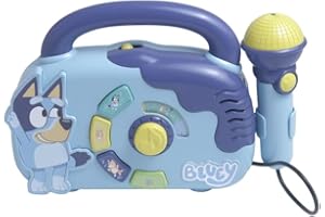 FAHAAM Bluey Boombox Toy, Boombox Boom-Box with Plays Music and Tunes, Sing Along Boom Box Speaker, Boombox Choose your song, Kids Boombox with Working Microphone.