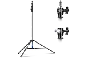 NEEWER Soporte de Luz con Amortiguación de Aire de 4m,Trípode Metálico Resistente con Espita Reversible de 1/4" a 3/8",3 Vías Interfaz de Montaje y Perillas de Bloqueo,Carga Máx.de 3kg,ST-400AC