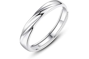 Josfeva Bague de Fiançailles Bague de Mariage Argent Sterling 925 Bague de couple avec Zircon Cubique Blanc, Bague Ouverte Réglable Hypoallergénique pour Femme Homme, Cadeau Mariage Saint-Valentin