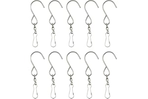 ANWEIXUE 10 Pcs Hanging Stainless Steel Swivel Hooks Clips Rotatable Windproof S Hook Clip Swivel S Hooks Clips for Kites Flower Pots Plants Bird Feeders Solar Lights Flags