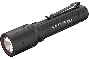 Solidline ST 5R, super jasna latarka LED, możliwość ustawiania ostrości, 380 lumenów, zasięg świecenia 230 m, 3 funkcje oświetlenia, w zestawie metalowy klips