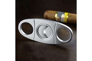 JTDEAL Coupe de Cigare, Couteau de Cigare de Poche de Cigarette d'acier Inoxydable, Doubles Aiguilles d'affûtage de Soi, Emmêlant Outre de la Fin de Cigare, Parfaite pour la Plupart Taille de Cigares