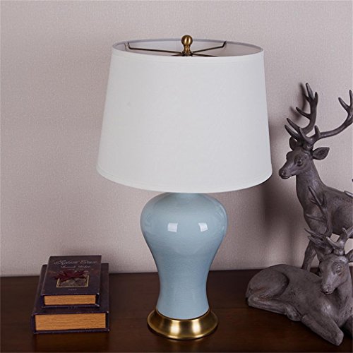 HIAPENG Modern Simple European Style All Copper Decorative Ceramic Celadon Crackle Bedside Lamp Table Lamp For Living Room Bedroom Energy saving ( Design : Model2 )