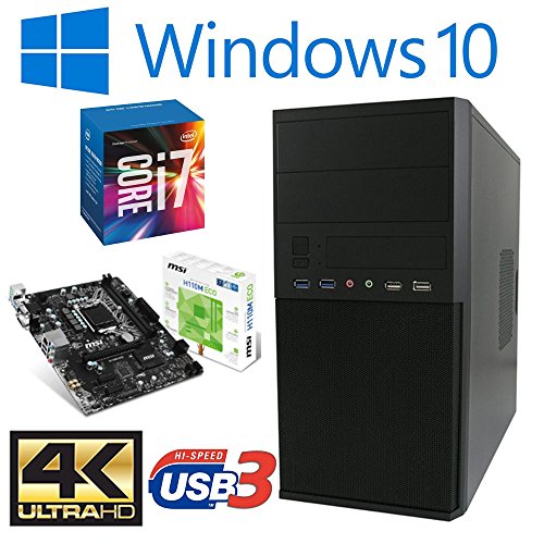 Master-PC Intel Core i7-6700 (Quad-Core) Skylake 4 x 3,40 GHz, 8 GB DDR4, 128 GB SSD + 1000 GB HDD SATA3, Intel HD 530 Grafik 4K, USB 3.1, HDMI, DVI, VGA, DVD-Brenner, Sound, Gigabit-Lan, Windows 10 Pro.