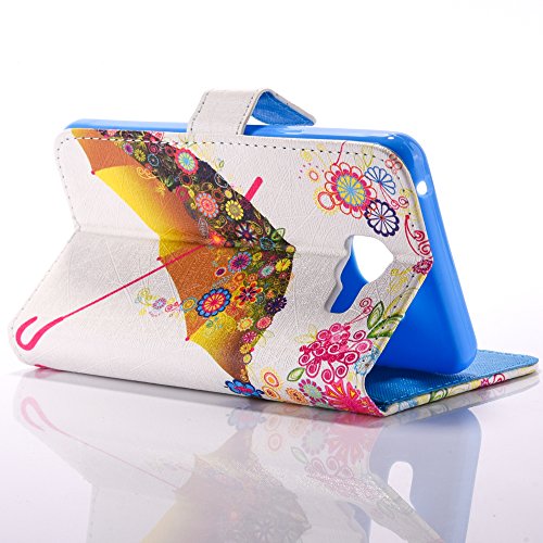 Samsung Galaxy A3 ( 2016 ) Schutzhülle Leder Hülle, Alfort 3 in 1 Flip Wallet Fashion Design Dual Use Falten Premium PU Leder Tasche Case Cover Flip Mappen Kasten Abdeckung für Samsung Galaxy A3 / SM-A310F ( 2016 ) 4.7″ Smartphone Funktion Unterstützte Telefone mit Bunte Regenschirme ( Farbe ) + Netter Staub Stecker + Kristall Stylus Stift - 6