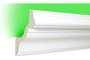 HEXIM LED PU stucco trim - Eclairage indirect avec garniture de plafond moderne, opaque, résistant à la lumière et aux chocs - (20 mètres de pack économique LED-6 130x100mm) profil décoratif