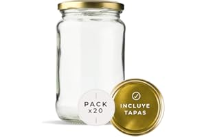 RC OCIO Tarros de Cristal para conservas Pack 20 Unidades de Botes de Cristal con Tapa frascos de Vidrio con Tapas Incluidas recipientes de Cristal para Alimentos de 720ml estanco. (20 Unidades)