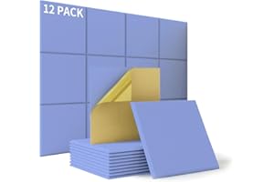 SUZAO 12 Pezzi Pannello Fonoassorbente Autoadesivi, Pannelli Insonorizzanti per Pareti Alta Densità 230kg/m³, 30 * 30 * 1cm Pannelli Fonoassorbenti Design per Studi di Registrazione, Uffici, Home Cinema