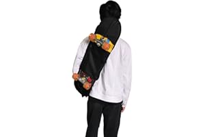 Faxianther 32.3"X8.7" Nylon Skateboard Bag for Double Kick Skateboard, Durable Black Skateboard Carry Bag Backpack Rucksack Shoulder Bag with Adjustable Strap