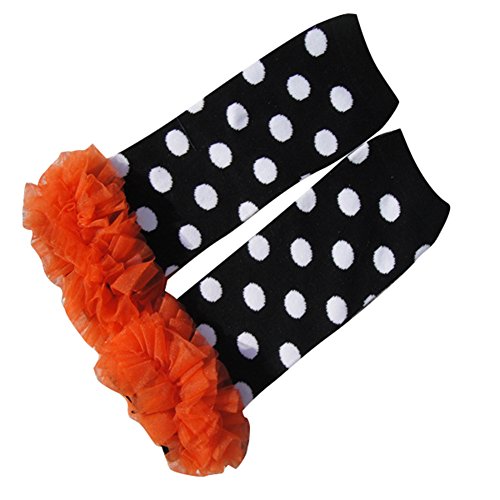 Pinkyee Little Girl'S Polka Dots Leg Warmers Orange Tutu Ruffle