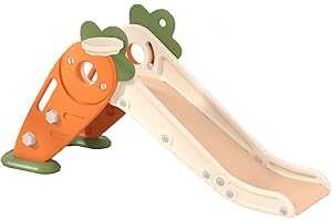 PROKOKE Toboggan et Balançoire pour Bébé Toboggan Autoportant Escaladeur Balançoire pour Enfant Aire de Jeux Toboggan Long Intérieur Extérieur Centre d'activités Aire de Jeux équipement de Jeux (Carrot)