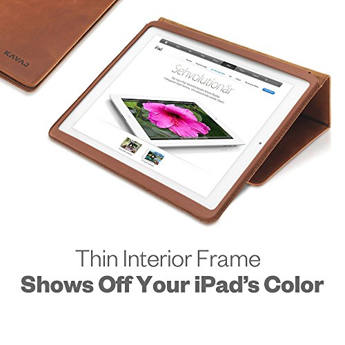 KAVAJ iPad Hülle Echtleder Case „Berlin“ für das Apple iPad 4 iPad 3 iPad 2, Cognac-Braun aus echtem Leder mit Stand und Auto Schlaf/Aufwachenen Funktion. Dünnes Smart-Cover Schutzhülle Tasche für die iPad der 2./3./4. Generation - 6