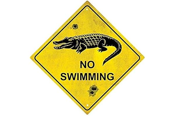 Autocollant Sticker Panneau Route Australie Crocodile no Swimming logo numéro 12 - - Taille : 17 cm