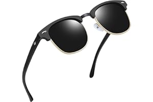 Joopin Polarizadas Gafas de Sol Hombre y Mujer Medio Marco Clásicas y Cuadradas Protección UV400 Semi-Rimless Estilo Retro Vintage para Conducción Ciclismo Pesca Golf