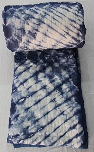 Traditional Fabrics Indian Handmade Shibori Print Quilt Cotton Bedspread Throw Queen Blanket G525