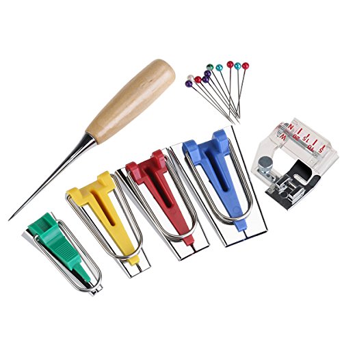 NUOLUX Schrägbandformer SetBinding Fuß Ahle Pin Set Quilt Nähen 16PCS - 2