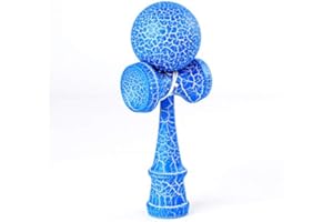 DCForm Bilboquet Kendama Bleu/Blanc CraqueléJouet Japonais Traditionnel en Bois pour Enfants & Adultes Améliore Les Réflexes et la Dextérité Jeu d'adresse Augmente Les Compétences cognitives
