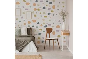 Runtoo Colorful Polka Dot Wall Decals Boho Terrazzo Modern Geometric Abstract Wall Art Stickers for Living Room Bedroom Kids Nursery Home Decor
