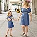 Produktbild MCYs Mutter und Tochter Schulterfrei Rüschen Spitze Splice Denim Kleid Familie Matching Kleidung Strand Sommer Einfarbig Minikleid (L, mama)