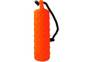 Dog & Field Chupete de agua para perros de fácil agarre, manta naranja grande, flotador de agua de goma para entrenamiento y práctica de recuperación. Juguete flotante para perros con cordón de