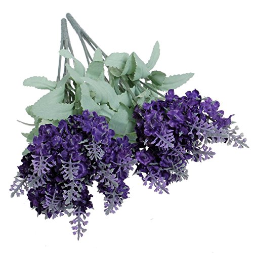 KINGSO Kuenstliche Blumen Kunstblumen Lavendel Seidig?Blumenstrauss Seidenblumen Dekorative Blumen Tieflila