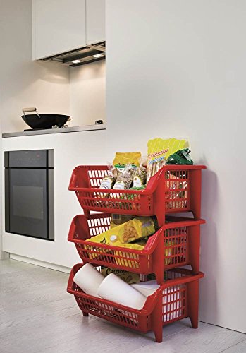 Küchenkorb, Stapelkorb aus Kunststoff in Weiß. Stapel- und nestbar. Erweiterbar zum Küchenregal. Maße BxTxH 54,5 x 38 x 24,5 cm! - 3