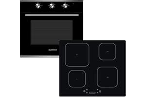 GERATEK Einbauherd-Set Backofen und autarken Induktionskochfeld Heißluft Umluft Airfryer Funktion analoger Timer 60 cm rahmenloses Touch Control Timer Kindersicherung