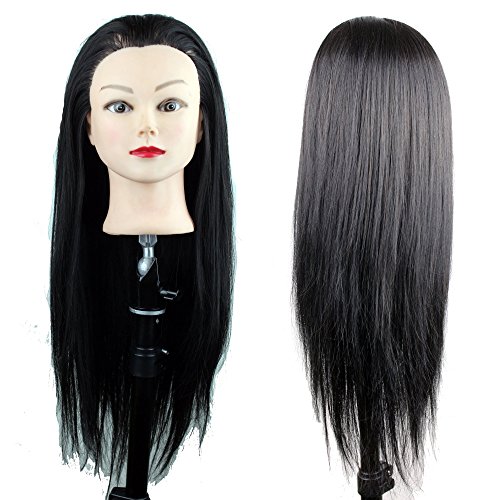 Eseewigs Practice Heads for Hairstylist Cheap Training Head with Black Synthetic Hair for Hair Cutting Practice only