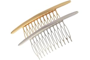 QUUPY Lot de 2 peignes à dents torsadées en alliage de métal lisse pour chignon fin et épais Peignes Latéraux Vintage En Métal Pour Femme Fille Pour Accessoires De Coiffure Mariée