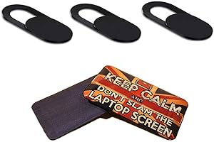 REFINED / HONEEY (CHOOSE OPTION) Self Adhesive Slider Webcam Mobile Laptop Tablet Camera Cover Thin and Discreet - Online Privacy with Screen Cleaner options (3 Webcam Covers + Keep Calm Screen Cleaner)