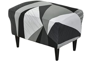 JHLD Stretch Ottoman Cover, Rectangle Ottoman Slipcovers Printed Footstool Protector Covers Elastic Storage Ottoman Slipcover Removable Washable For living room -E-large