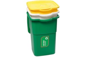 DEA HOME Pattumiera per raccolta differenziata ECO3, kit da 3 pattumiere da 50 litri, in plastica da interno ed esterno, (verde, blu, arancione)