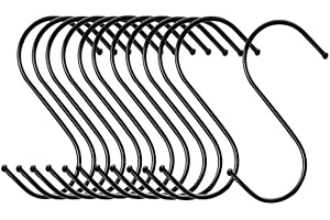 BBLY 15 Pack S Shaped Hooks 7cm S Hanging Hooks Black Multi Purpose Hook for Bathroom, Bedroom, Office and Kitchen