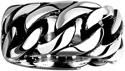GYJUN Gothic Style Men's Fashion Women Stainless Steel Ring Anillos US Size 8/9/10/11 Jewelry Punk Curb Chain Gift