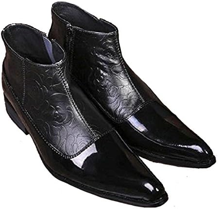 Cover Plus Genuine Black Side Zipper Leather Mens Formal Dress Pointed Toe Ankle Boots Shoes (8.5 UK/43 EU/9.5 D(M) US)