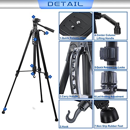 BPS Support Tr  pied Cam  ra ultral  ger de Voyage Hauteur 157cm Max Universel en Aluminium d   Alliage pour Appareil Photo ou Cam  scope Canon Nikon Sony etc avec Sac de Transport     Photographie ou Vid  o