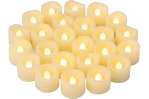 CANDLE IDEA 24 lumini votivi a LED senza fiamma, funzionamento a batteria/elettrici, candele finte per Halloween, Natale, matrimoni, feste, decorazioni ecc. (bianco caldo)
