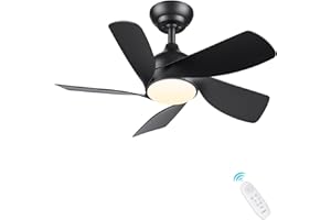CJOY Ventilatore da Soffitto 76cm, Ventilatore da Soffitto con Luce 3 Colori e Dimmerabile, Ventilatore da Soffitto con Telecomando 6 Velocità, CC Reversibile per Camera da Letto, Nero