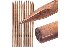 Suinga Set di 10 Palo in legno da 150 cm, Ø 6 cm. Tutoree in legno con punta per il fissaggio di alberi, recinzioni, steccati, ...
