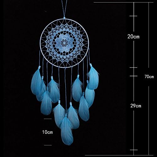 Catcher, Handmade White Dream Catchers Decor 1 Circle Traditional Circular Net Indian Feather Wedding Party Wall Hanging Ornament,Blue,2Pcs