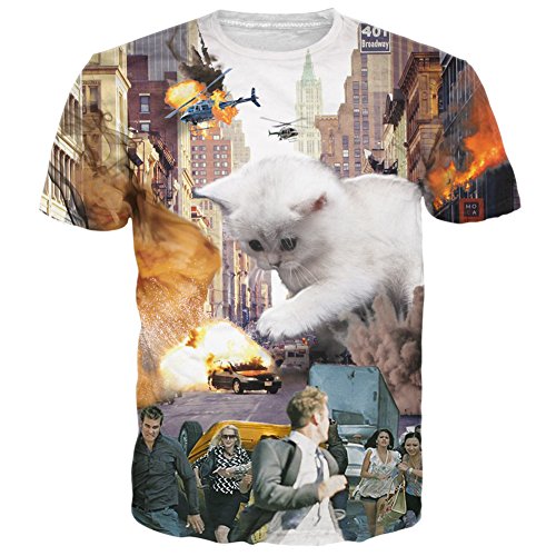 Preisvergleich Produktbild BFUSTYLE Unisex beiläufige Naturgetreue Huge Katze Bedruckte T-Shirts