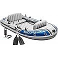 Intex Excursion Inflatable Outdoor Boat Set with 54-inch aluminum oars, a repair kit, and a high-output hand pump for boating or fishing, 4 Person, ‎315 x 165 x 43 cm