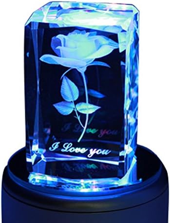 LIWUYOU Colorful Romantic Rose Flower 3D Crystal Musical Boxes Valentine Gifts, Music Base