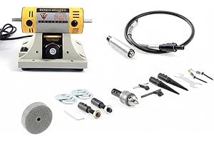 MIFXIN Jewelry Gem Polishing Grinding Machine Bench Lathe Rock Saw Lapidary Polisher Buffer 110V Mini Table Saw DIY Jewelry Grinder Equipment Tool 0-10000r/min with Flexible Shaft