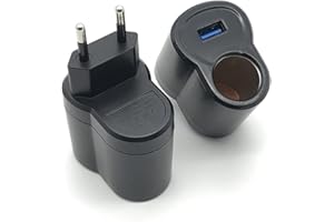Adaptador De Enchufe De Coche, Asudaro Enchufe De Pared Convertidor De CA A CC Convertidor De Potencia para Coche Adaptador De Corriente para Encendedor De Cigarrillos De Coche Enchufe De La UE