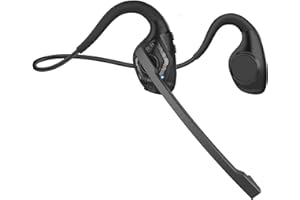 Giveet Bluetooth 5.3 Headset with Boom Microphone, Noise Cancelling Open Ear Headphones for Phone PC Laptop Computer, Lightweight & Comfortable Wireless Headset for Office Home Working Driving, 10 Hrs