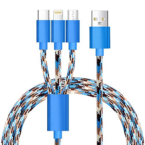 Multi Ladegerät, j2cc 3,3 ft Nylon geflochten 3 in 1 Multi Ladegerät Kabel mit 8 Pin Lightning, USB C, Micro USB Ladegerät-Anschluss für Android und iPhone Smartphones, iPad Tablets Multi Ladegerät, j2cc 3,3 ft Nylon geflochten 3 in 1 Multi Ladegerät Kabel mit 8 Pin Lightning, USB C, Micro USB Ladegerät-Anschluss für Android und iPhone Smartphones, iPad Tablets