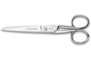 3 Claveles - Tijeras de Costura Multiusos, Sastrería y labores, Acero Carbono - (15cm - 6")