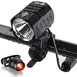 LED Fahrradbeleuchtung, LED Akkuanzeige, 1200 lm, 4...