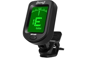 ffalstaff Clip Accordatore Cromatico a Clip per Chitarra, Basso, Violino e Ukulele con Display LCD a 2 Colori, Alta Precisione ±0,5 Cent, 440Hz -Rotazione Di 360 Gradi